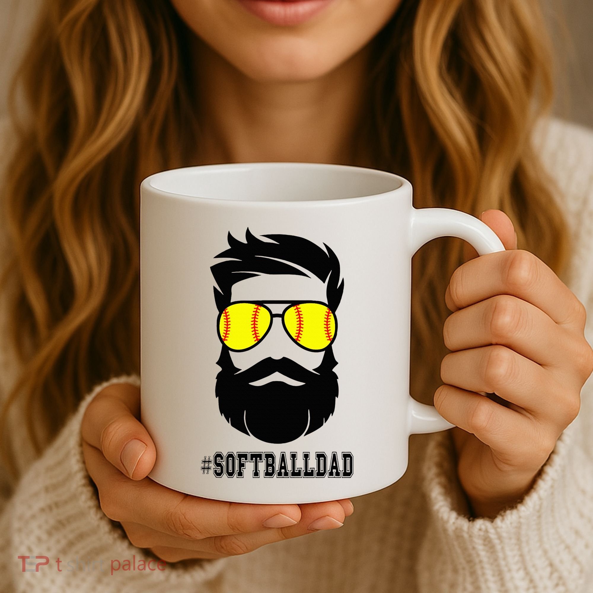 Softball Dad With Beard And Cool Sunglasses Coffee Mug