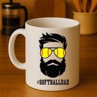 Softball Dad With Beard And Cool Sunglasses Coffee Mug thumb 4