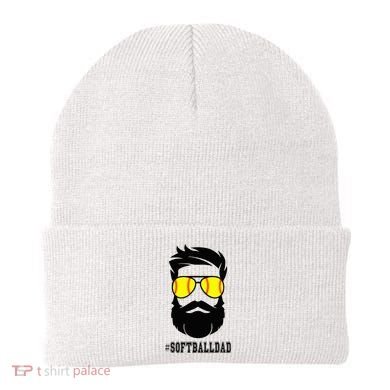 Softball Dad With Beard And Cool Sunglasses Beanie