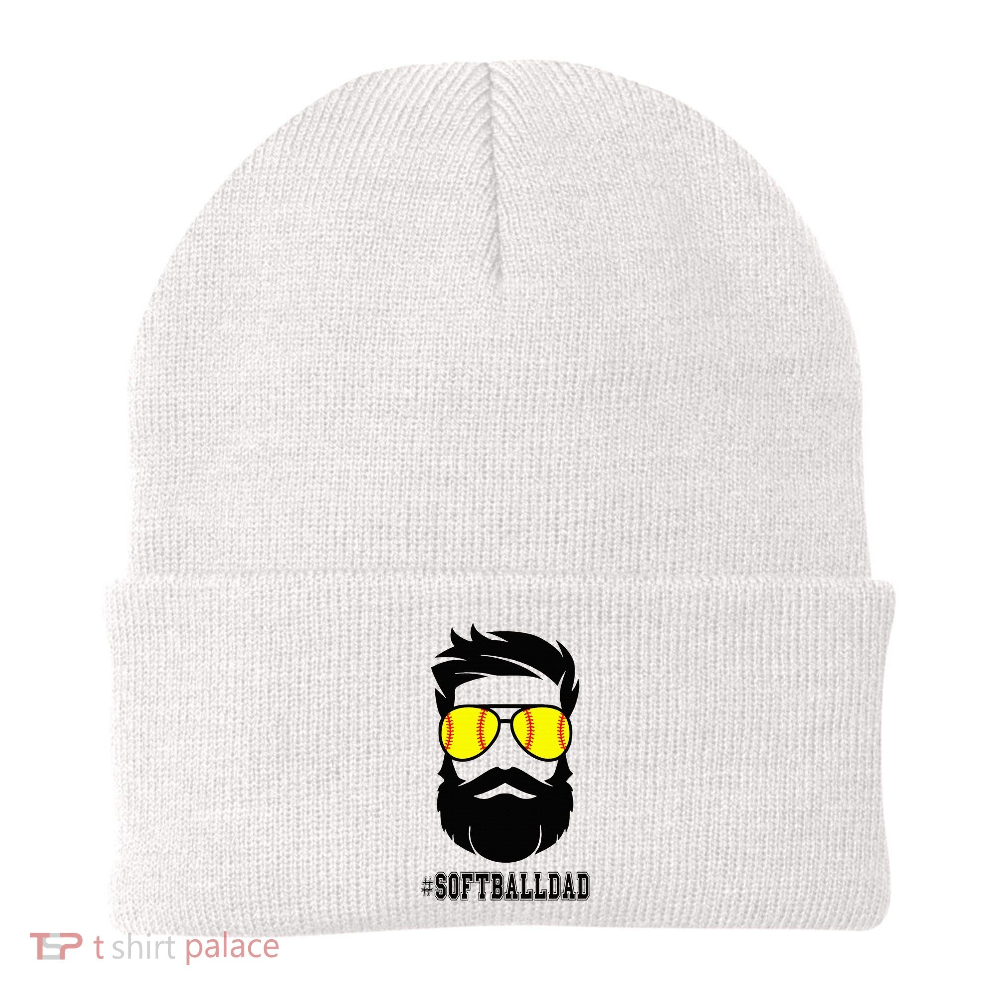 Softball Dad With Beard And Cool Sunglasses Beanie