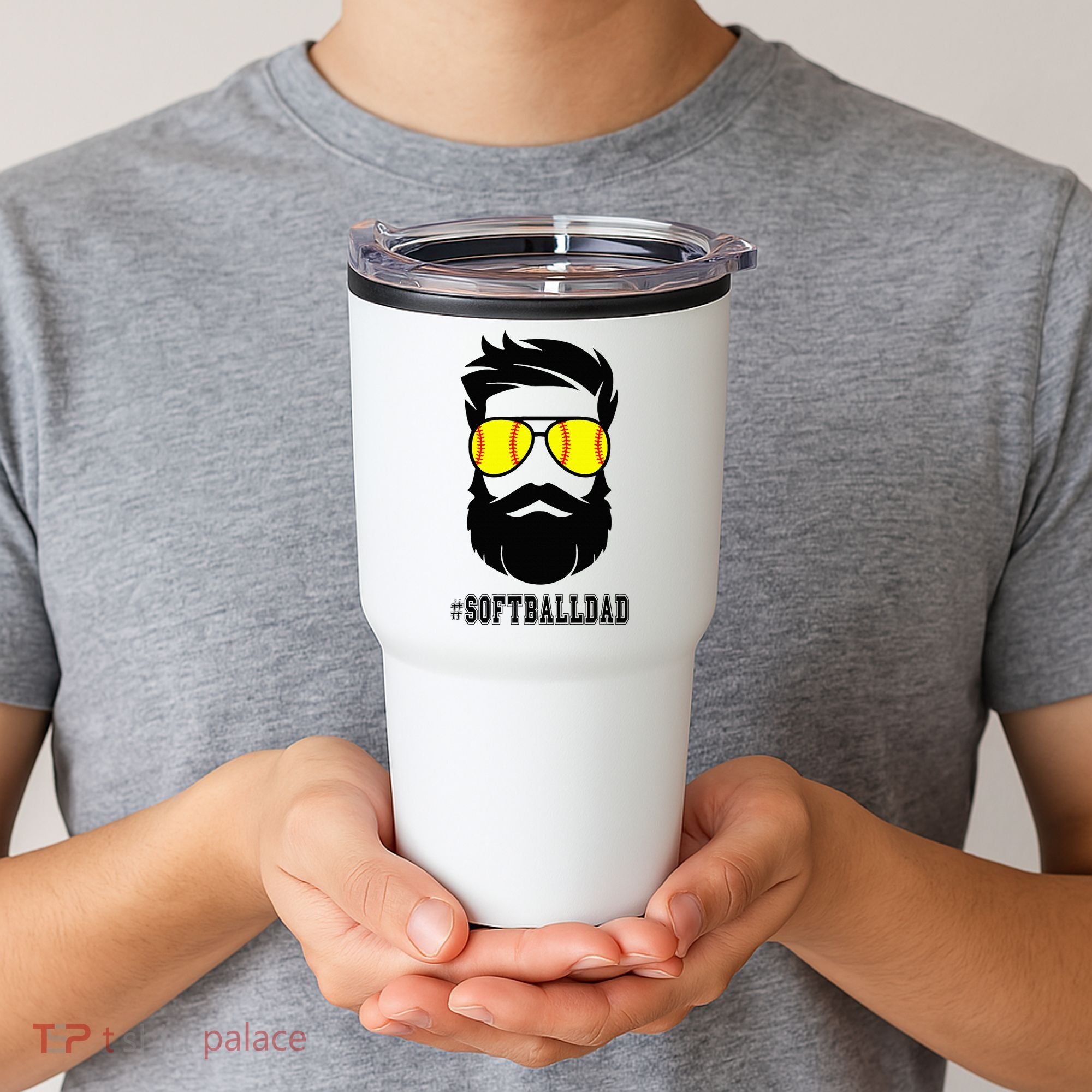 Softball Dad With Beard And Cool Sunglasses Tumbler
