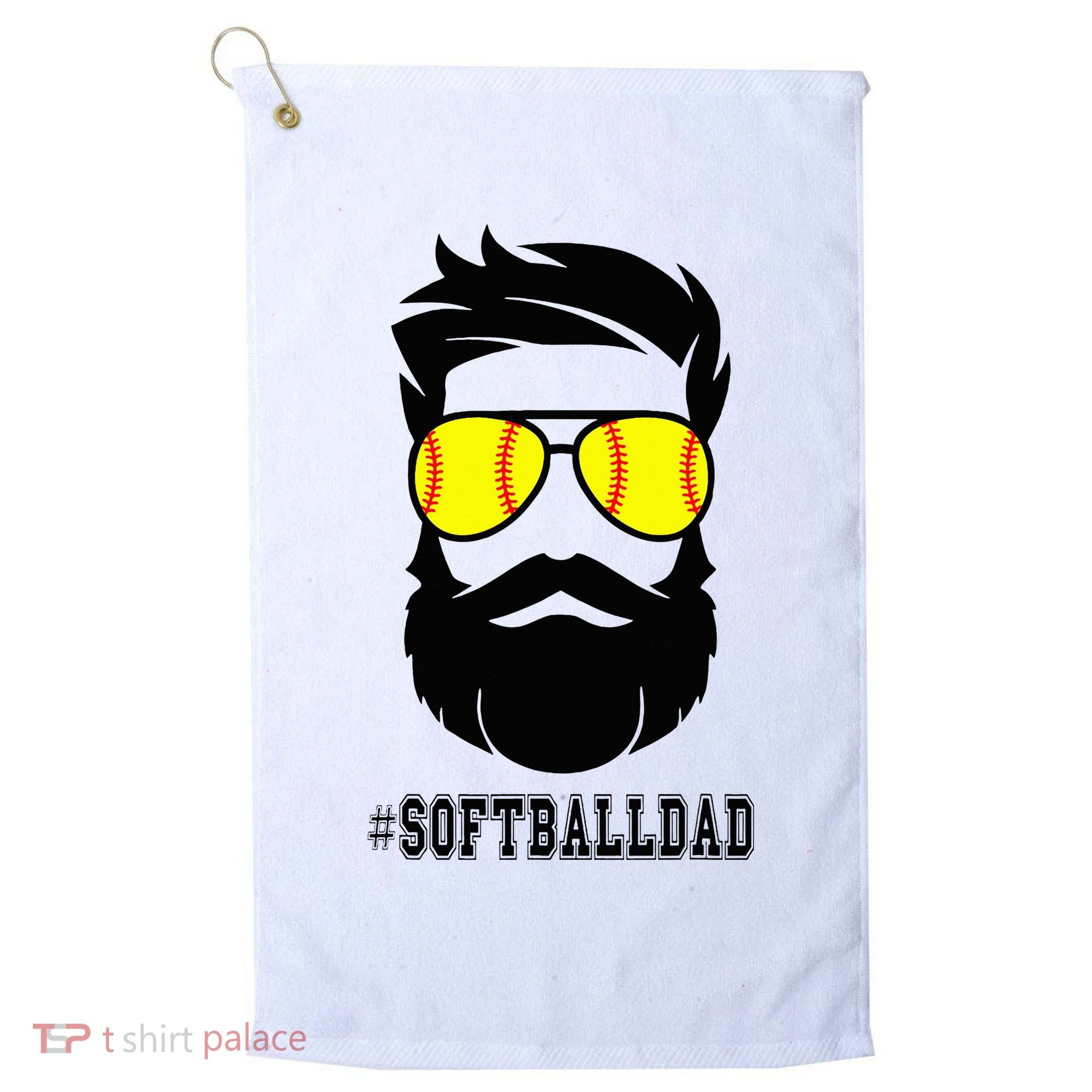 Softball Dad With Beard And Cool Sunglasses Golf Towel