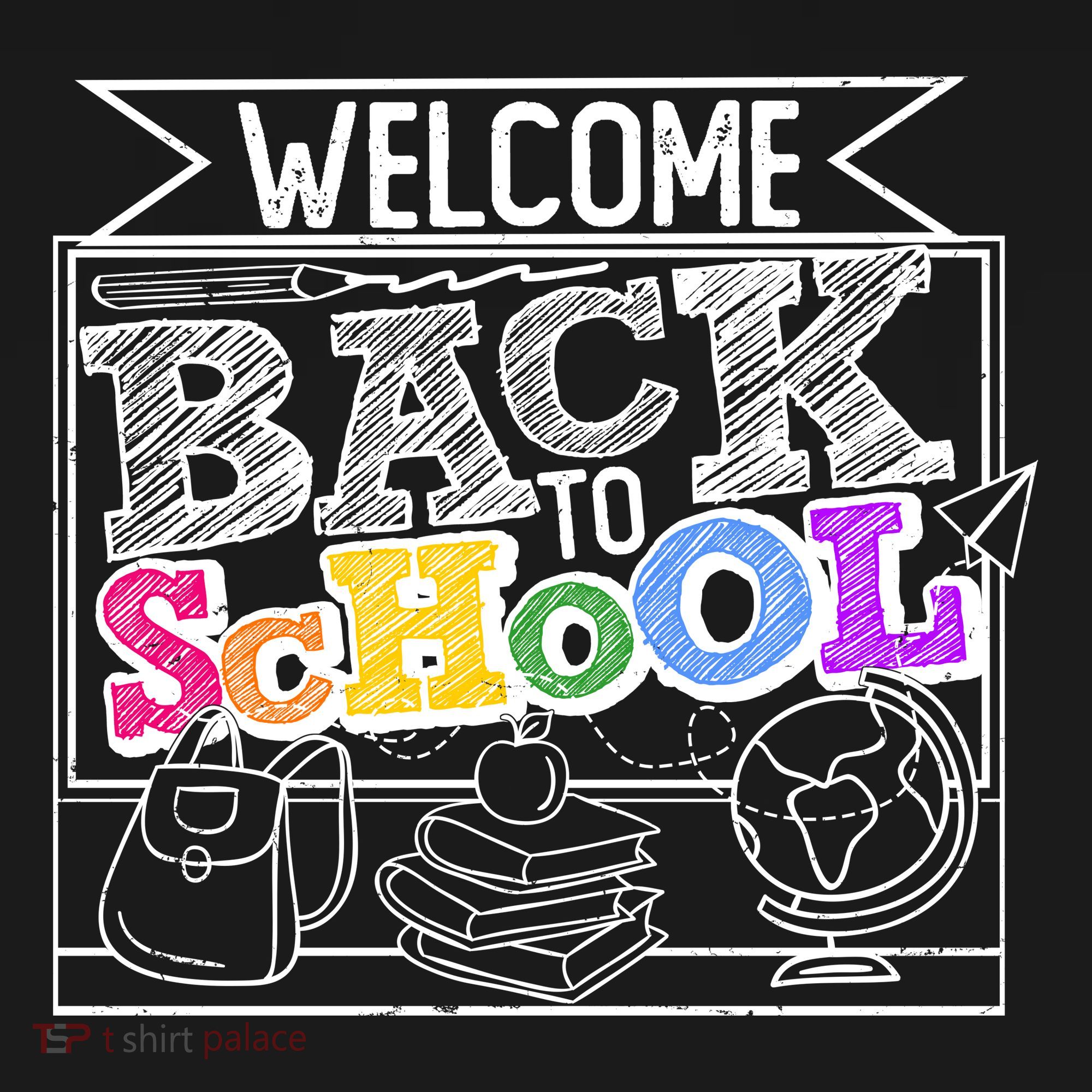 Sketchy Doodle Welcome Back To School Polo
