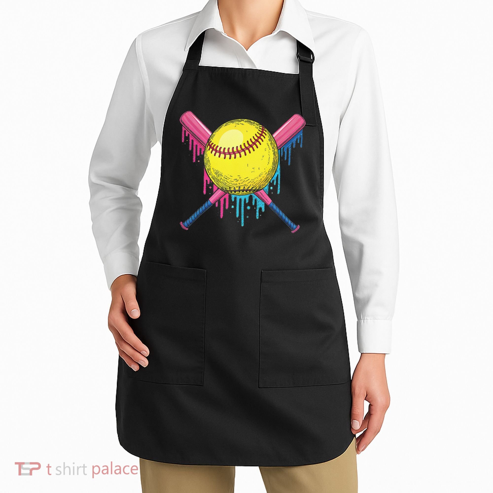 Softball Drip Women Ice Cream Drip Respect The Drip Apron