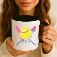 Softball Drip Women Ice Cream Drip Respect The Drip Coffee Mug thumb 3