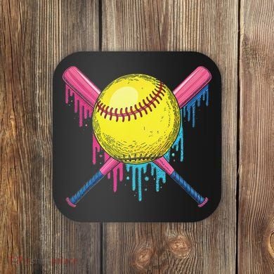 Softball Drip Women Ice Cream Drip Respect The Drip Coaster