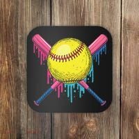 Softball Drip Women Ice Cream Drip Respect The Drip Coaster thumb 0