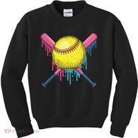 Softball Drip Women Ice Cream Drip Respect The Drip Kids Sweatshirt thumb 0