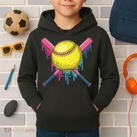 Softball Drip Women Ice Cream Drip Respect The Drip Kids Hoodie thumb 2