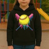 Softball Drip Women Ice Cream Drip Respect The Drip Kids Hoodie thumb 3