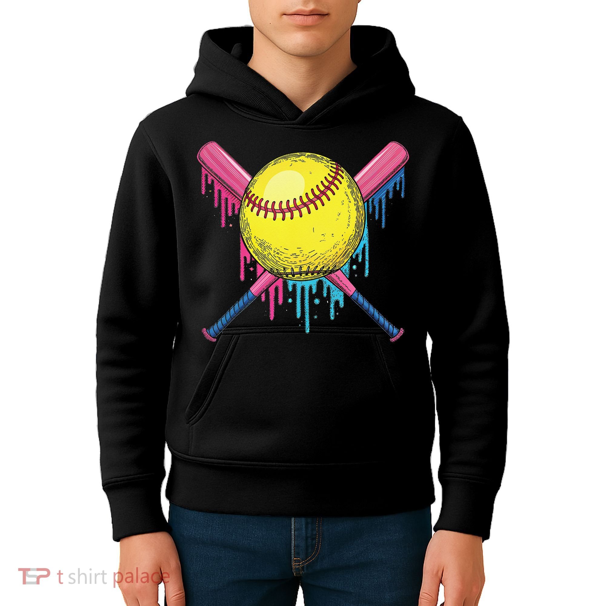 Softball Drip Women Ice Cream Drip Respect The Drip Kids Hoodie