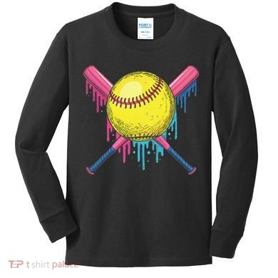 Softball Drip Women Ice Cream Drip Respect The Drip Kids Long Sleeve Shirt