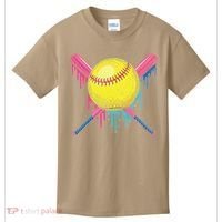 Softball Drip Women Ice Cream Drip Respect The Drip Kids T-Shirt thumb 0