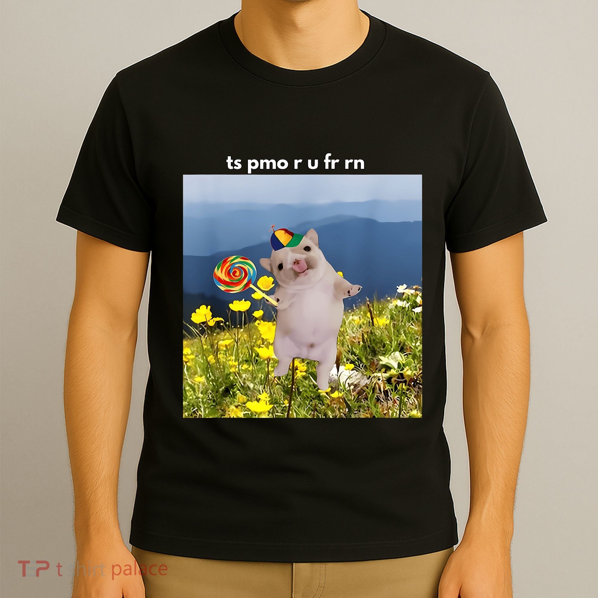 Silly Dog With Lollipop Meme Gen Z Brainrot Slang Meme T-Shirt
