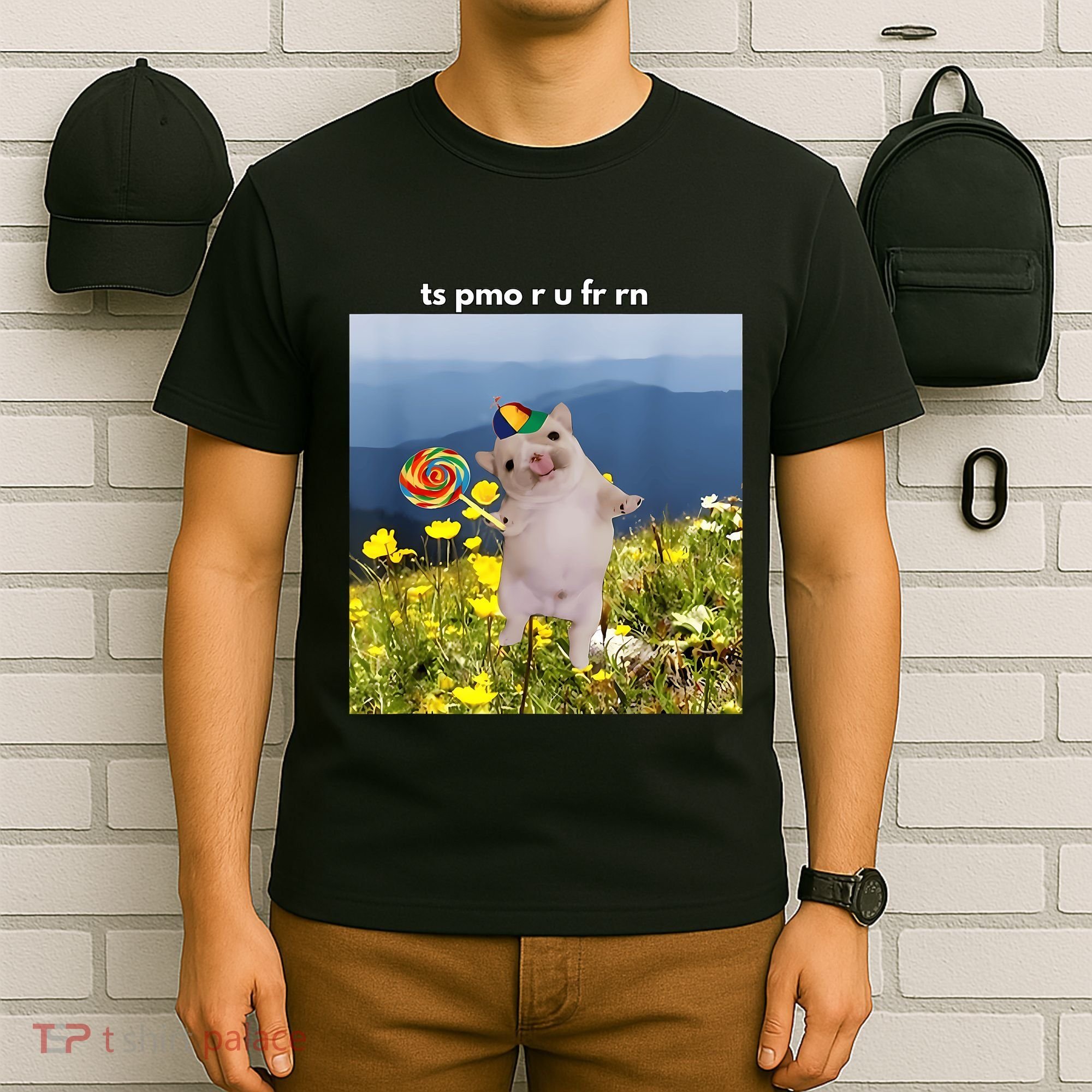 Silly Dog With Lollipop Meme Gen Z Brainrot Slang Meme T-Shirt
