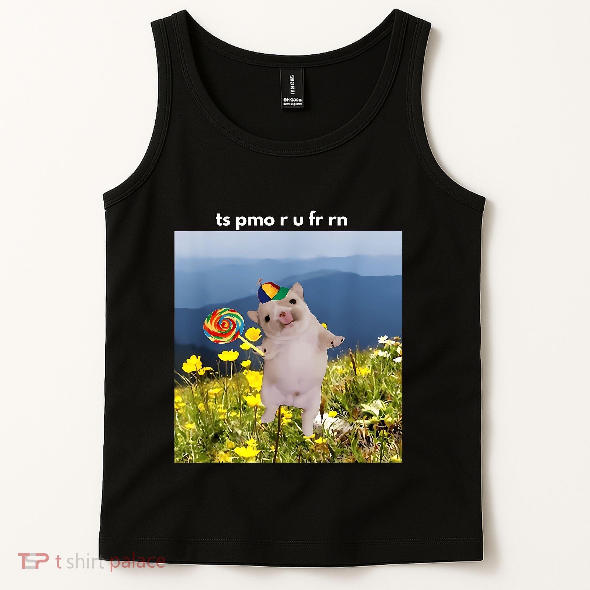 Silly Dog With Lollipop Meme Gen Z Brainrot Slang Meme Tank Top
