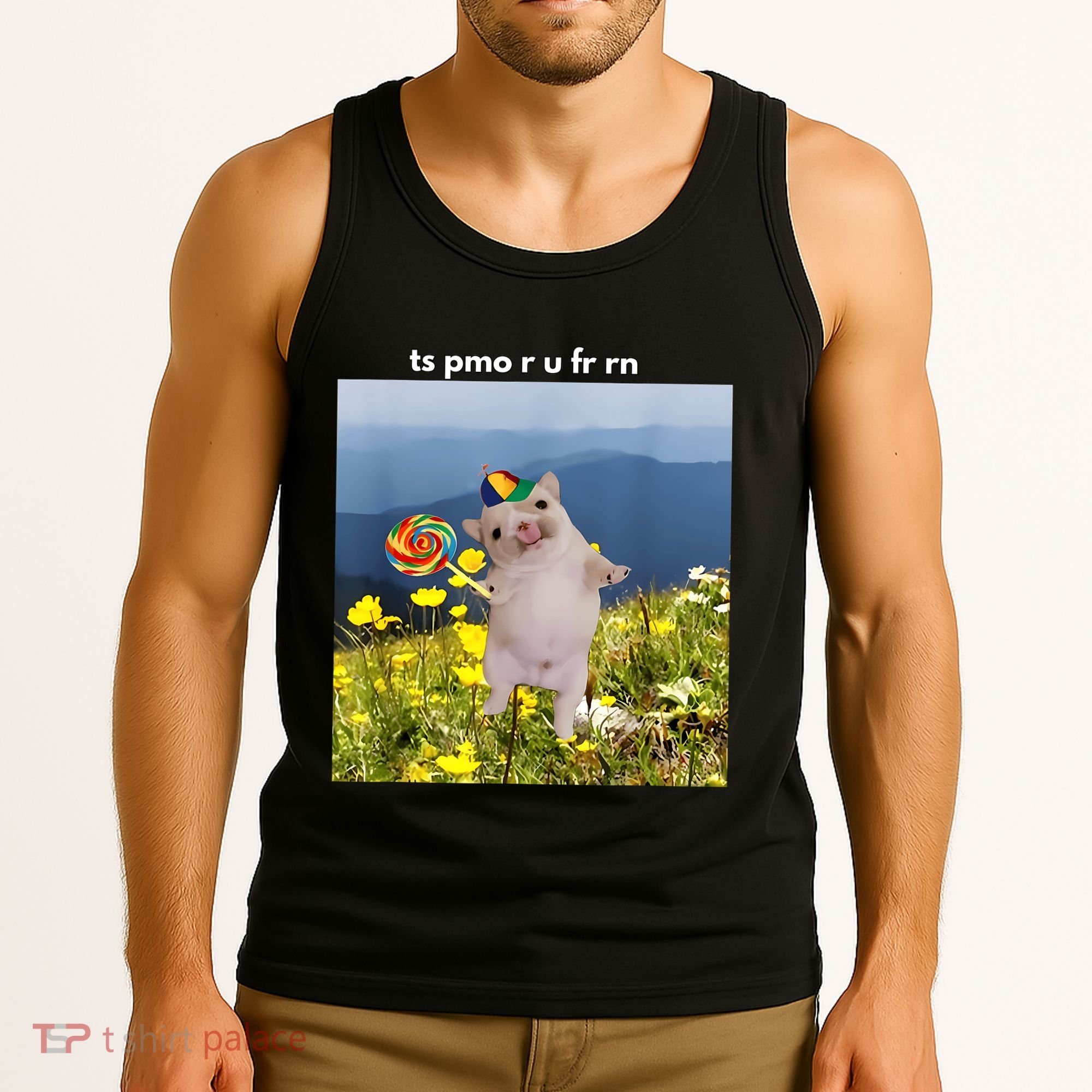 Silly Dog With Lollipop Meme Gen Z Brainrot Slang Meme Tank Top