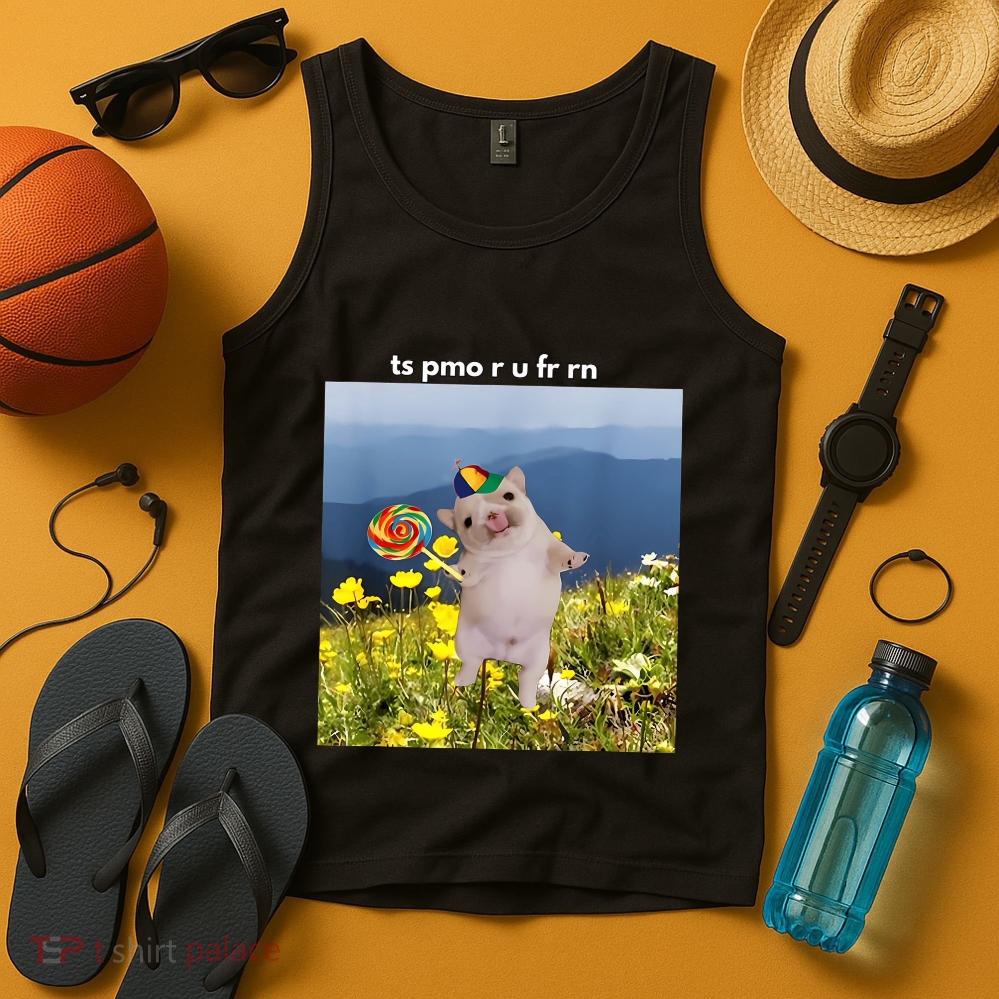 Silly Dog With Lollipop Meme Gen Z Brainrot Slang Meme Tank Top