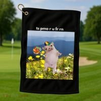 Silly Dog With Lollipop Meme Gen Z Brainrot Slang Meme Golf Towel thumb 1