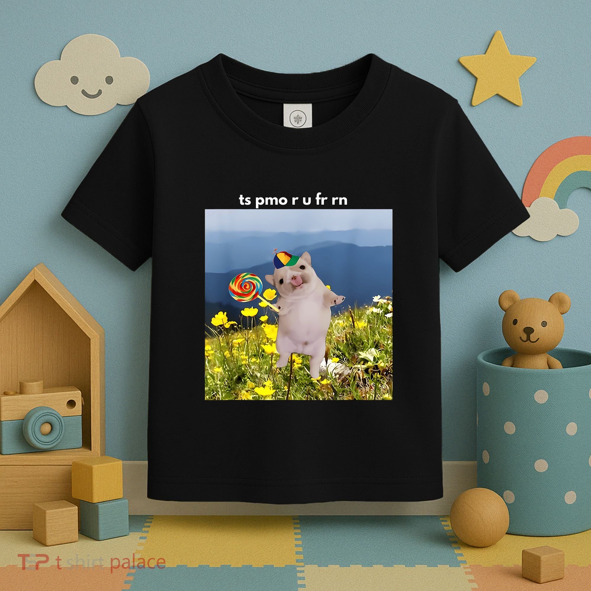 Silly Dog With Lollipop Meme Gen Z Brainrot Slang Meme Toddler T-Shirt