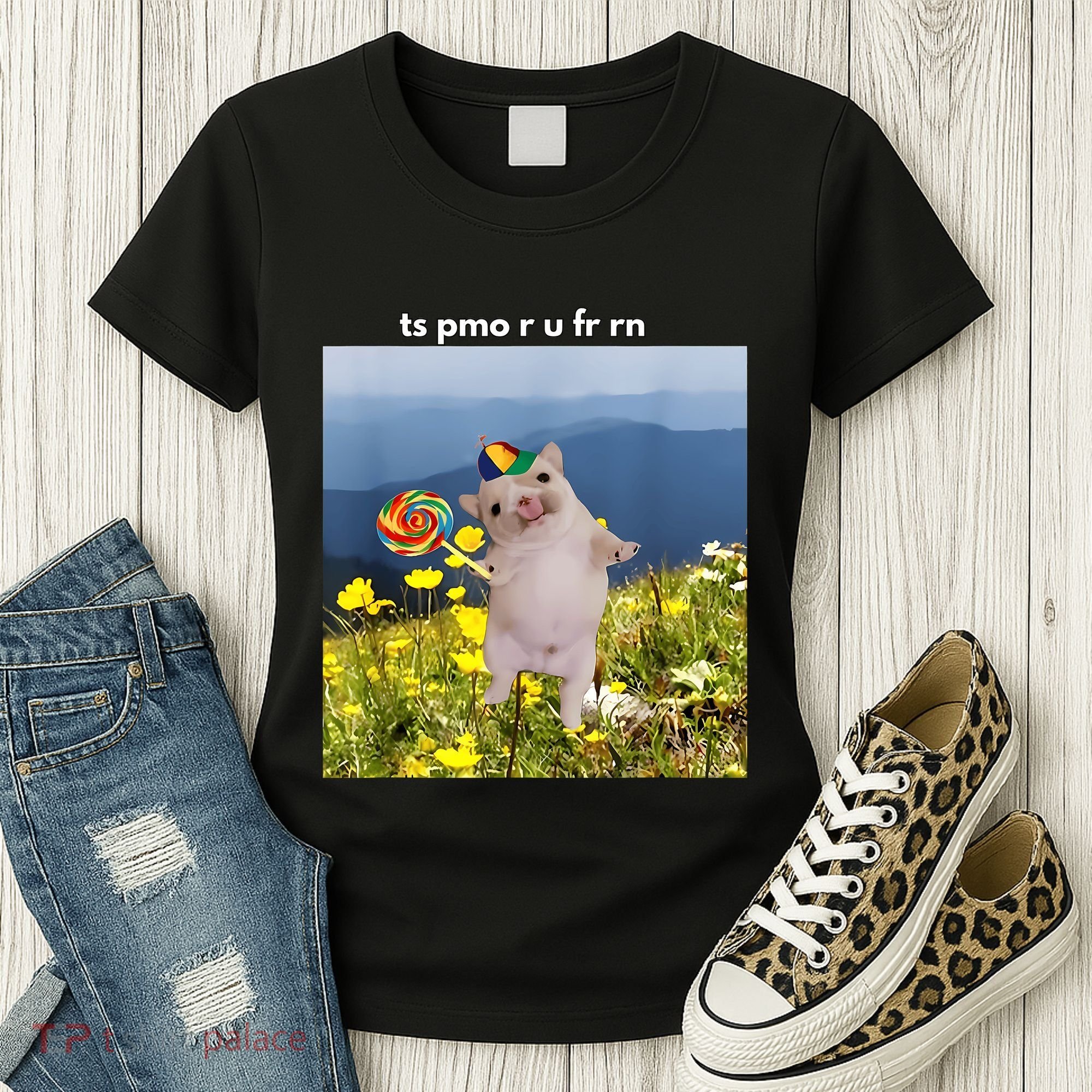 Silly Dog With Lollipop Meme Gen Z Brainrot Slang Meme Women's T-Shirt
