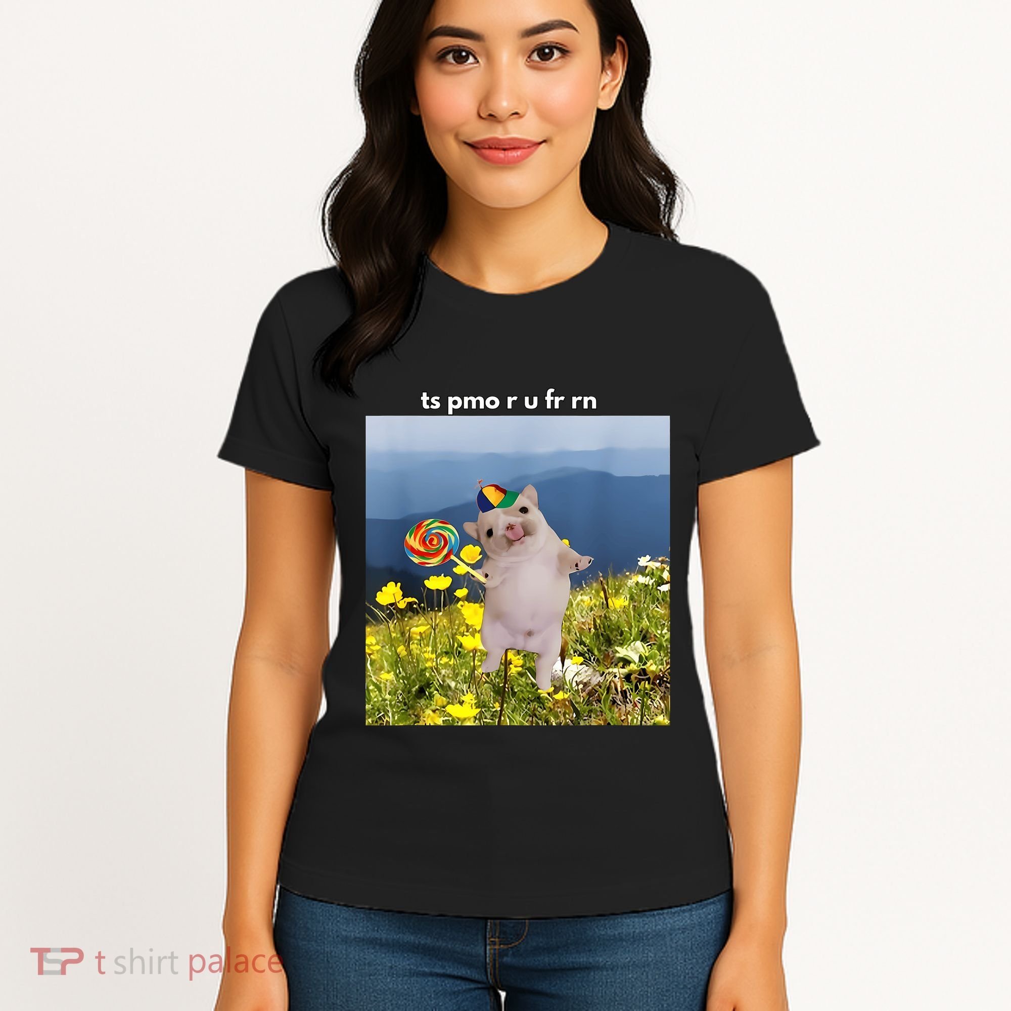 Silly Dog With Lollipop Meme Gen Z Brainrot Slang Meme Women's T-Shirt