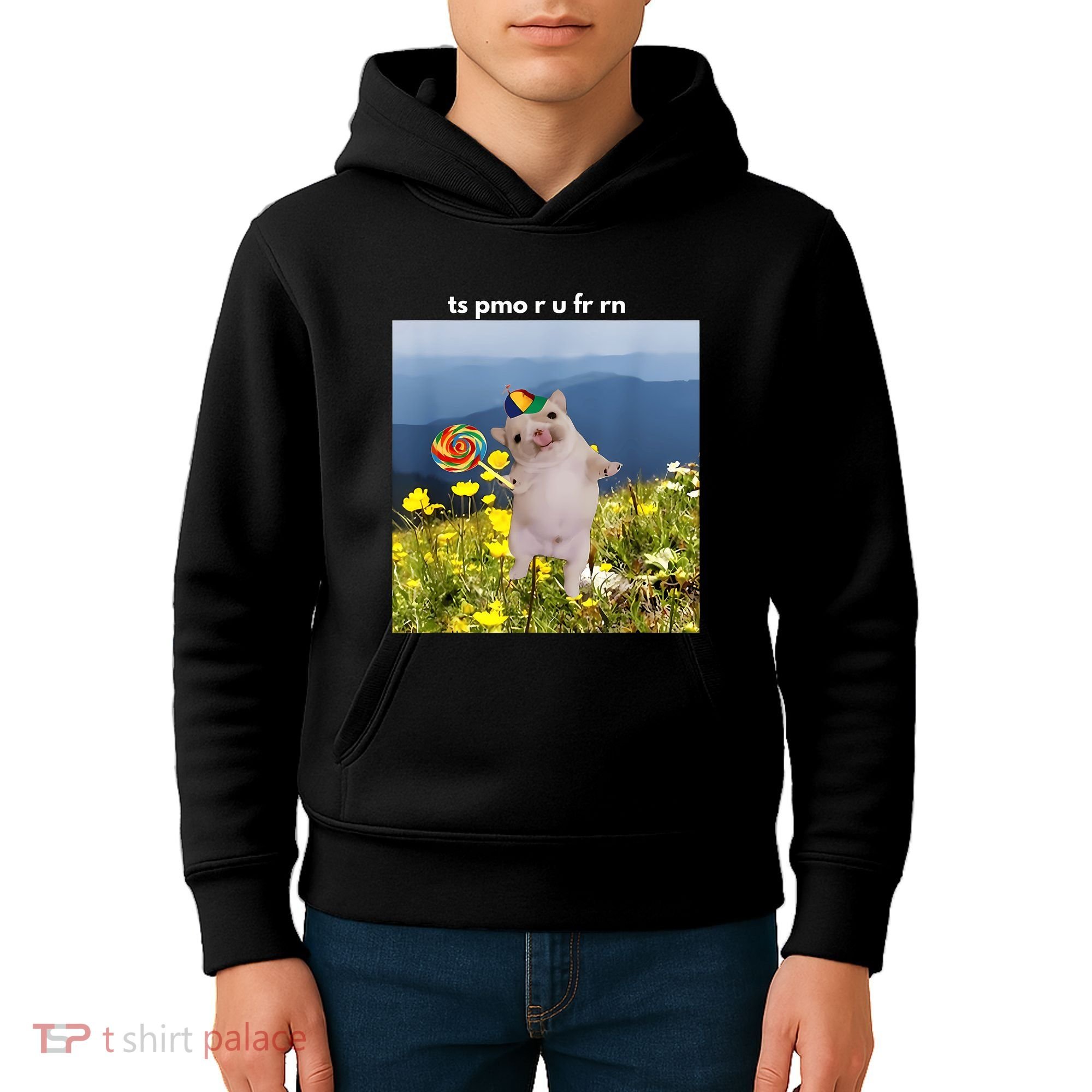 Silly Dog With Lollipop Meme Gen Z Brainrot Slang Meme Kids Hoodie