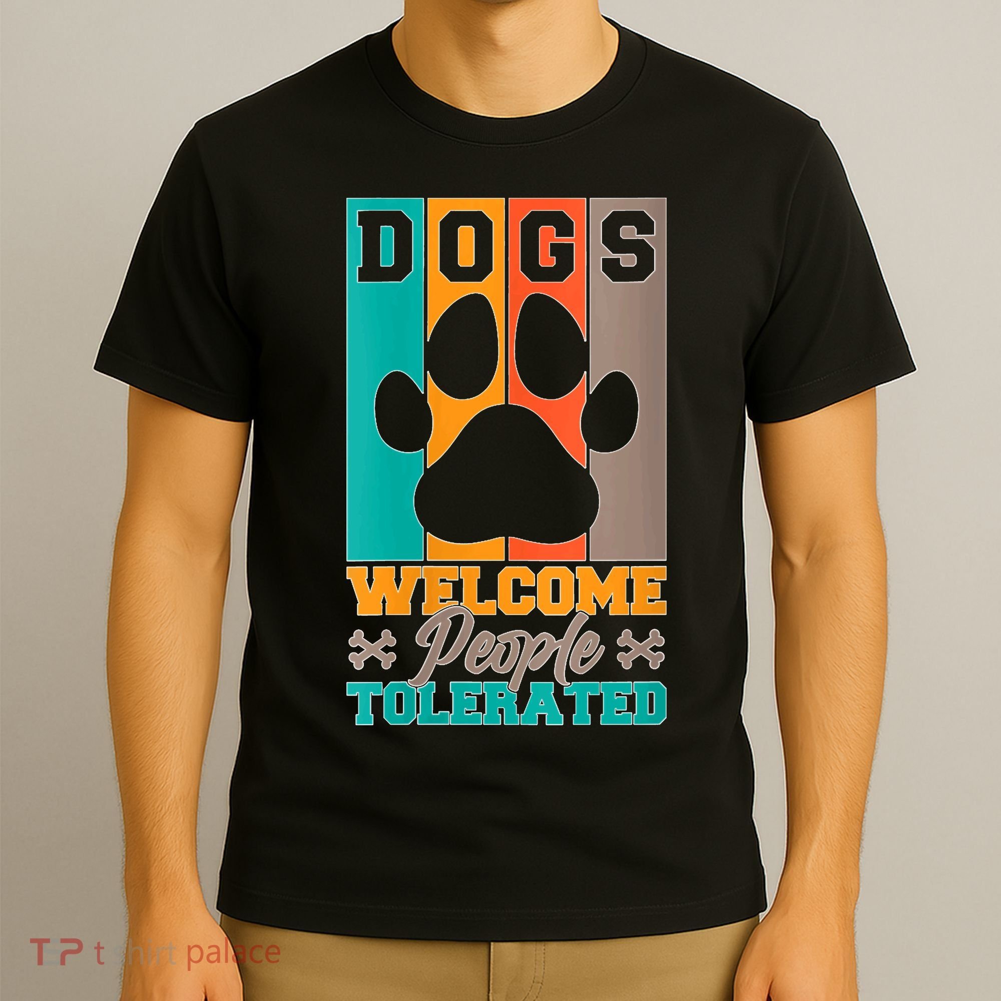 S Dogs Welcome People Tolerated V Neck T-Shirt