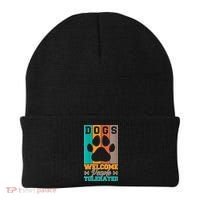 S Dogs Welcome People Tolerated V Neck Beanie thumb 0