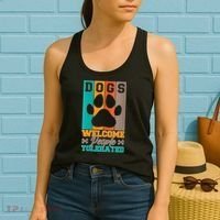 S Dogs Welcome People Tolerated V Neck Women's Tank Top thumb 2