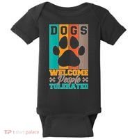 S Dogs Welcome People Tolerated V Neck Baby Bodysuit thumb 0