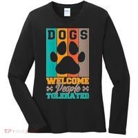 S Dogs Welcome People Tolerated V Neck Women's Long Sleeve Shirt thumb 0