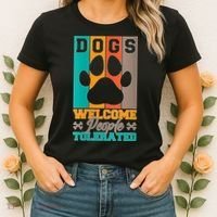 S Dogs Welcome People Tolerated V Neck Women's T-Shirt thumb 2