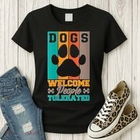 S Dogs Welcome People Tolerated V Neck Women's T-Shirt thumb 3