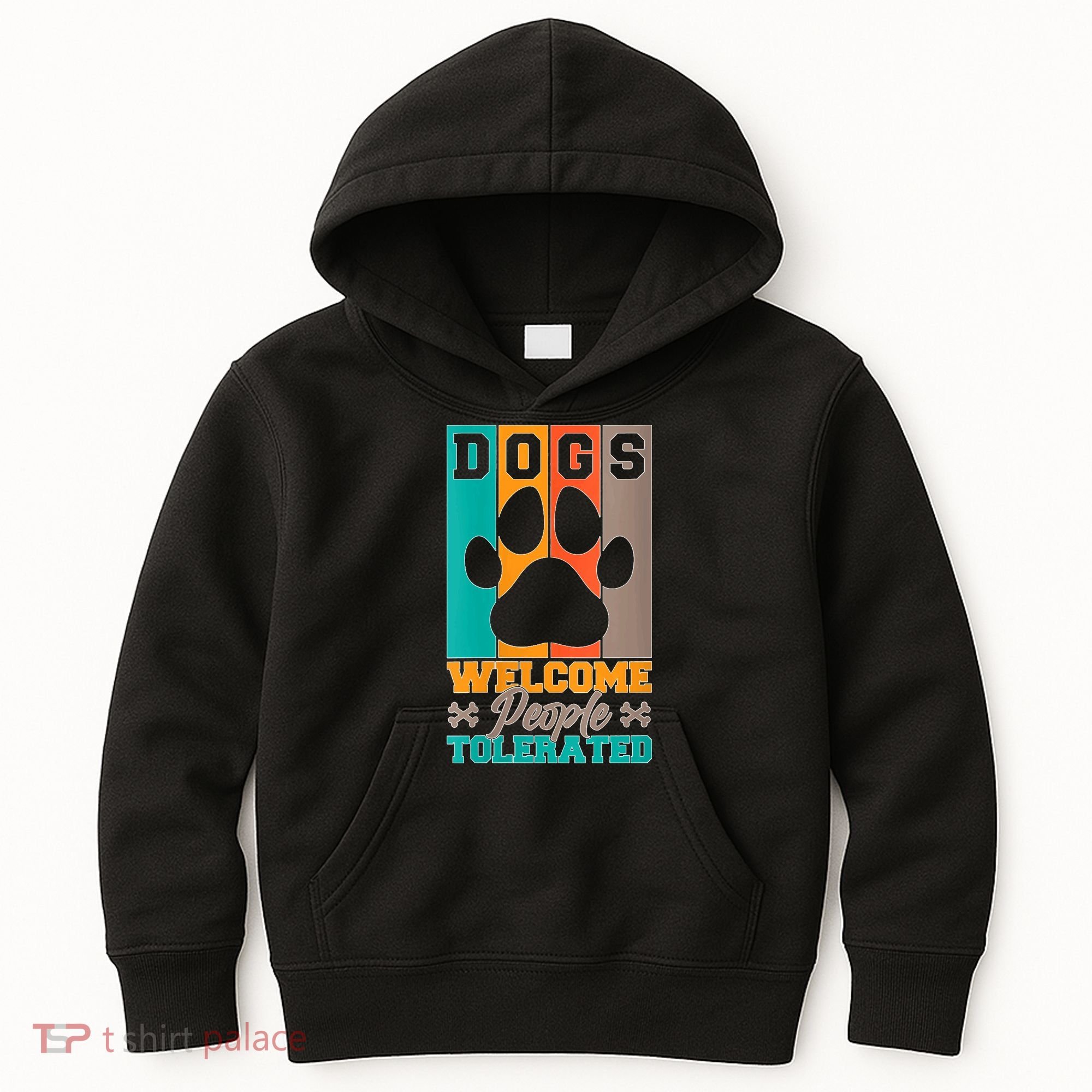 S Dogs Welcome People Tolerated V Neck Kids Hoodie