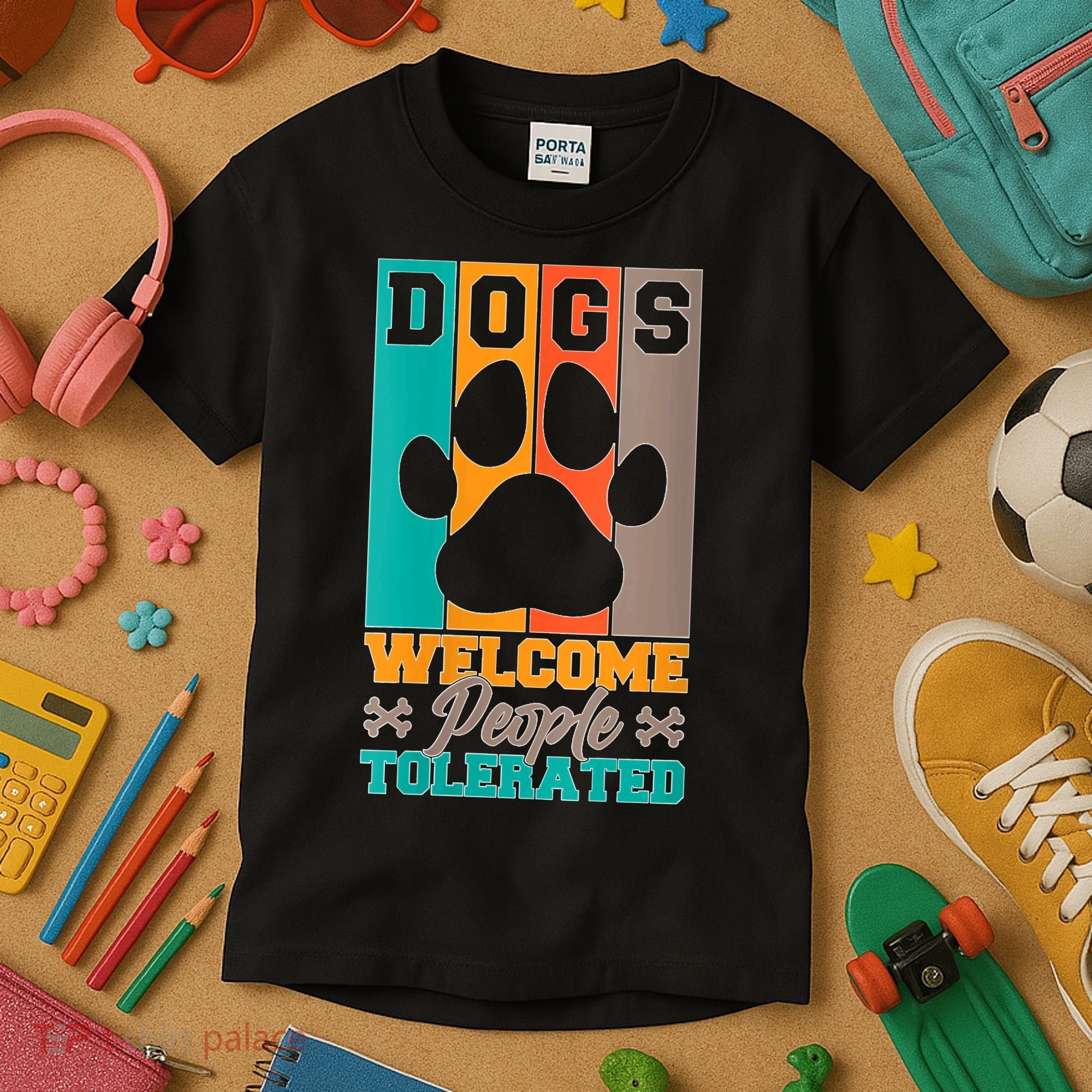 S Dogs Welcome People Tolerated V Neck Kids T-Shirt
