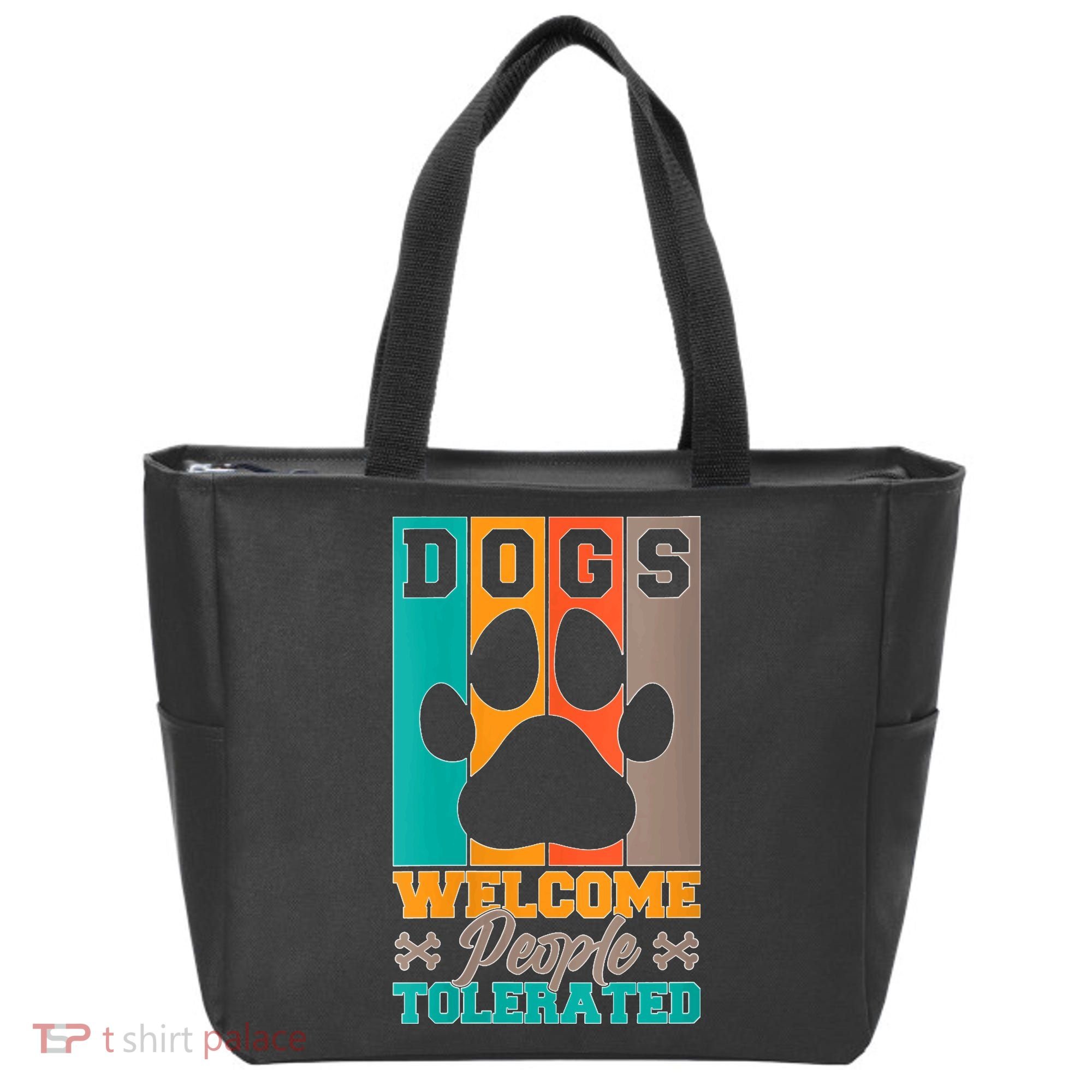 S Dogs Welcome People Tolerated V Neck Tote Bag