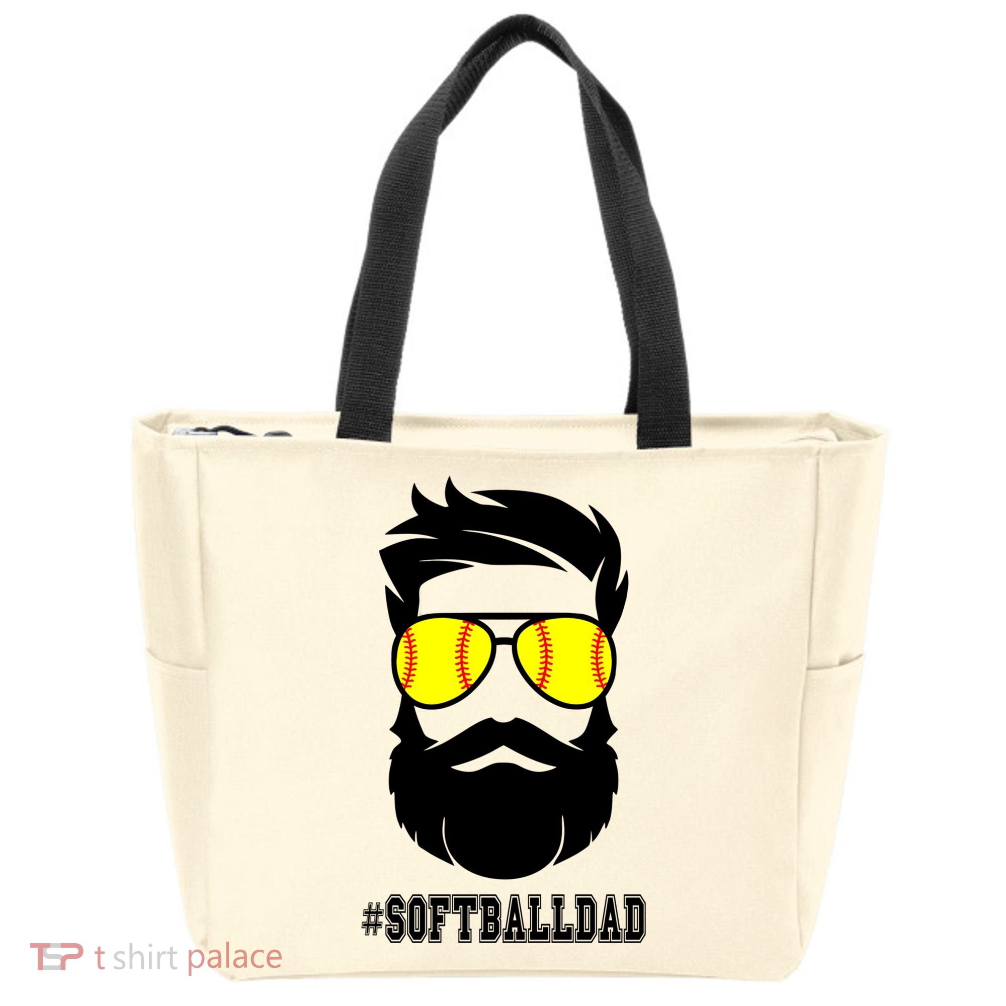 Softball Dad With Beard And Cool Sunglasses Cute Gift Tote Bag