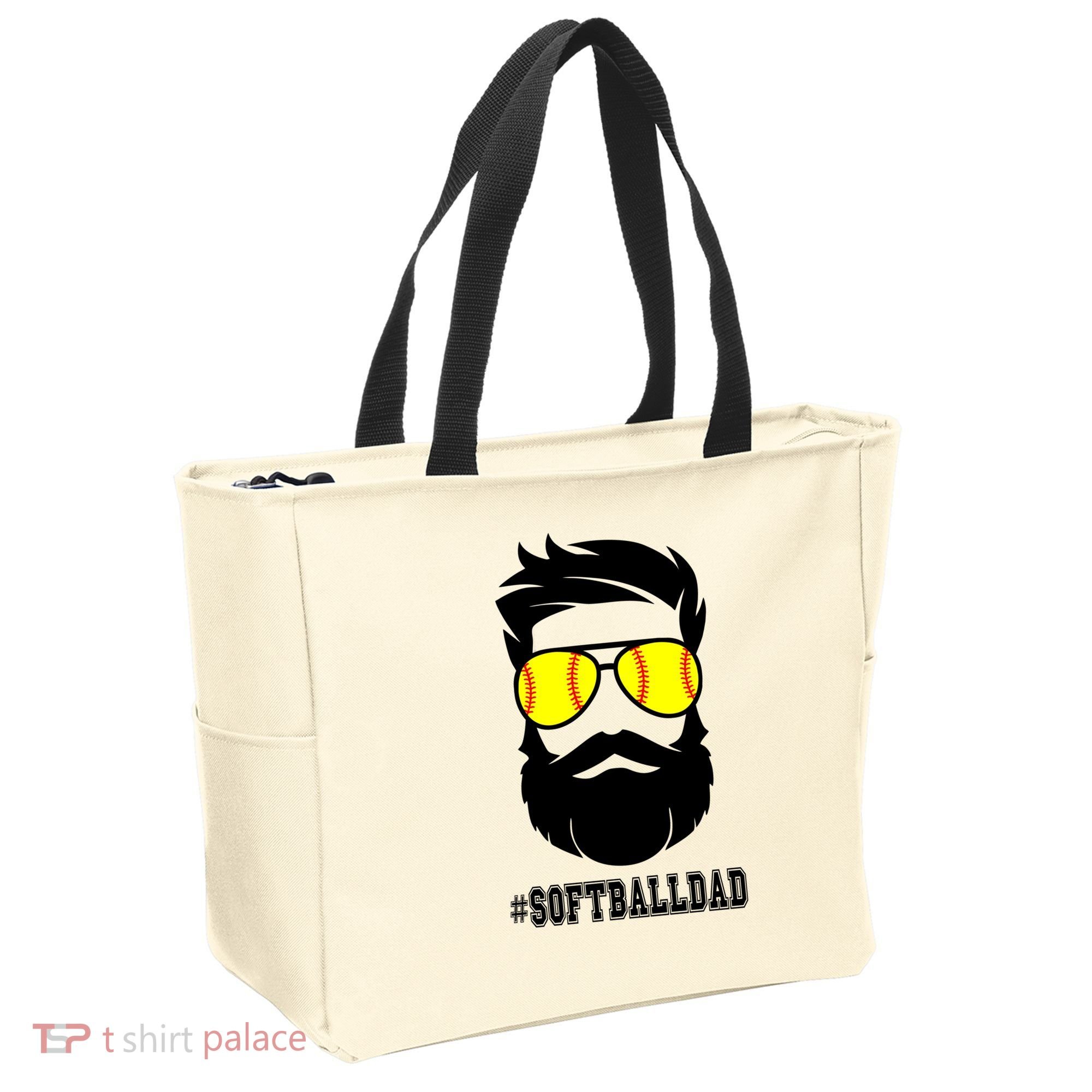 Softball Dad With Beard And Cool Sunglasses Cute Gift Tote Bag