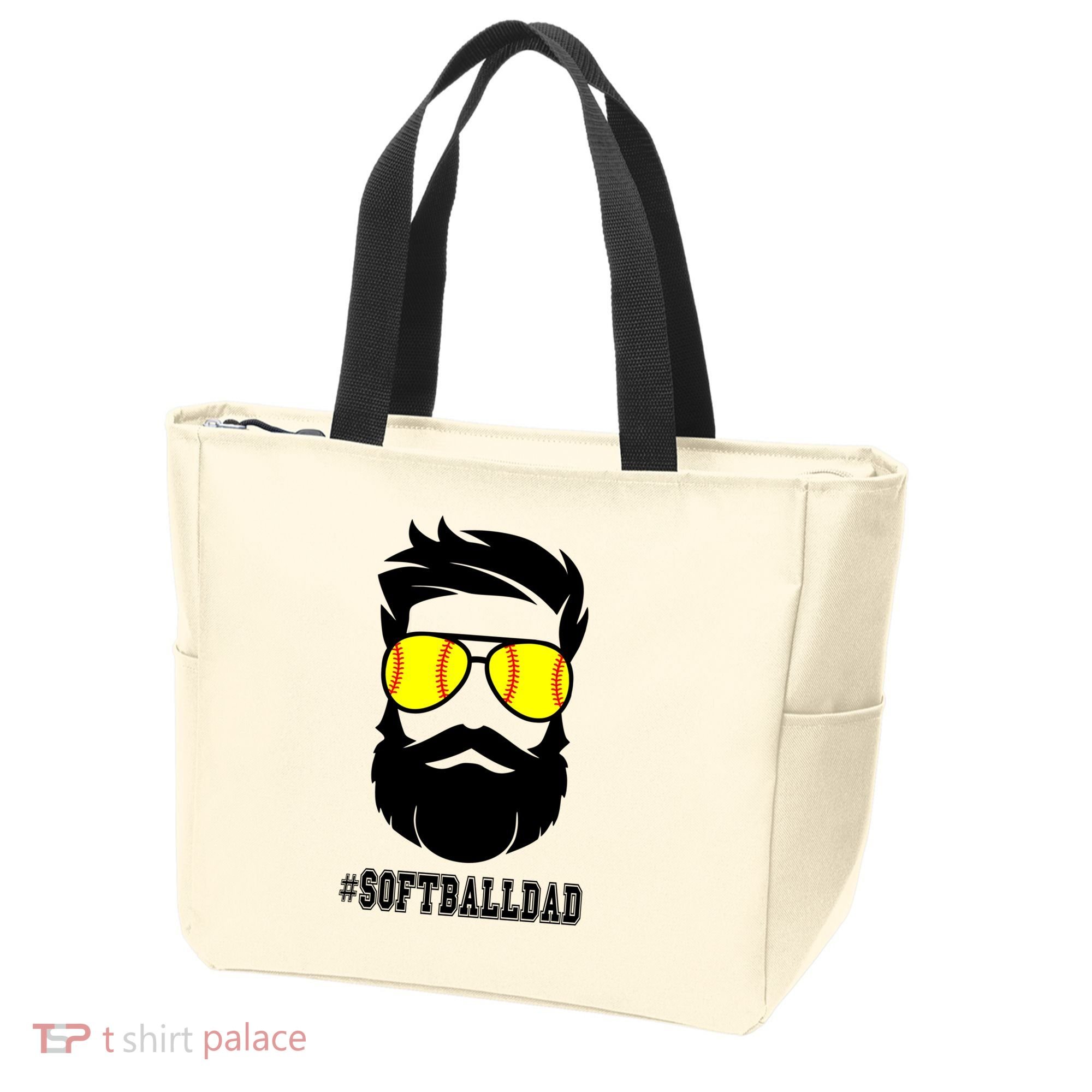 Softball Dad With Beard And Cool Sunglasses Cute Gift Tote Bag