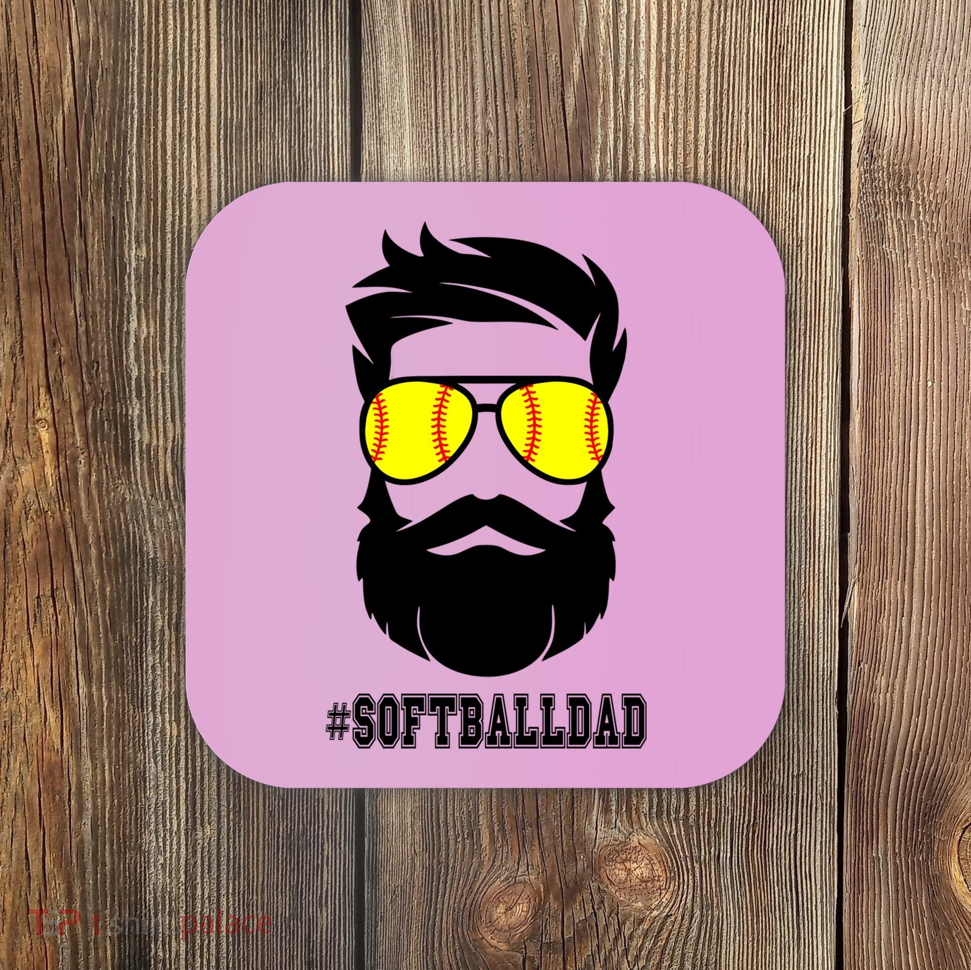 Softball Dad With Beard And Cool Sunglasses Cute Gift Coaster