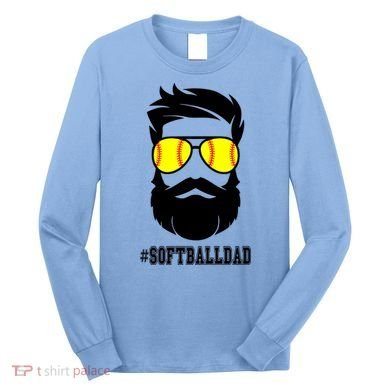 Softball Dad With Beard And Cool Sunglasses Cute Gift Long Sleeve Shirt