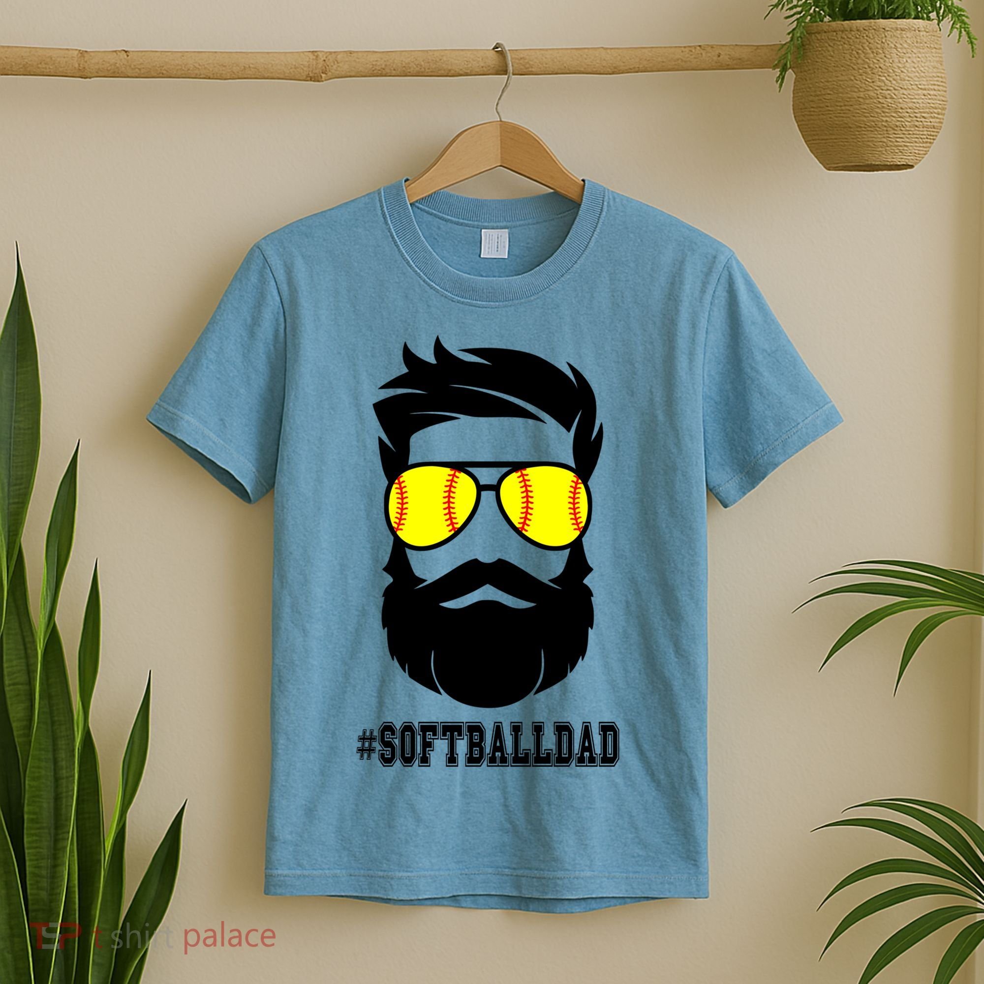 Softball Dad With Beard And Cool Sunglasses Cute Gift T-Shirt