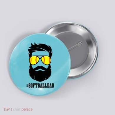 Softball Dad With Beard And Cool Sunglasses Cute Gift Button