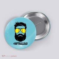 Softball Dad With Beard And Cool Sunglasses Cute Gift Button thumb 0
