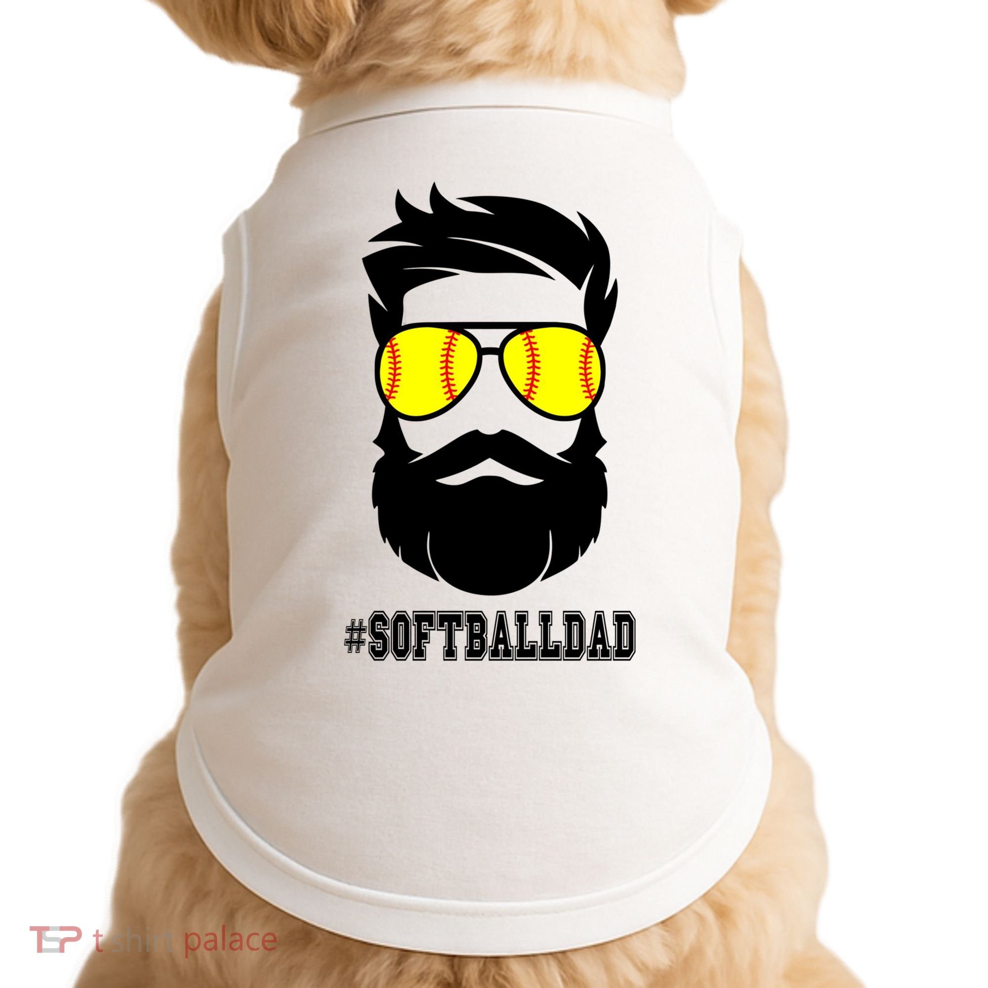 Softball Dad With Beard And Cool Sunglasses Cute Gift Doggie Tank