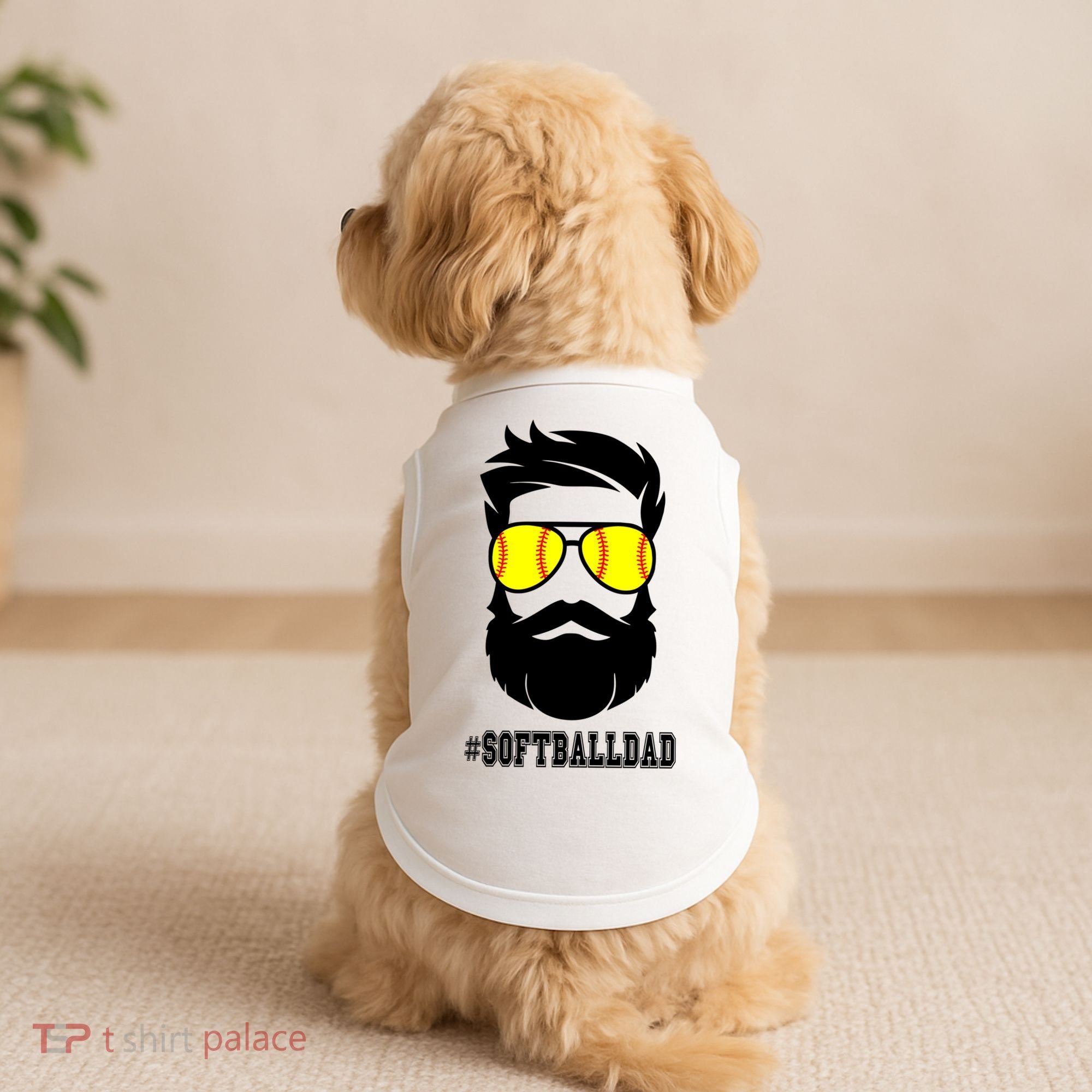 Softball Dad With Beard And Cool Sunglasses Cute Gift Doggie Tank