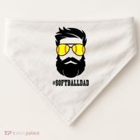 Softball Dad With Beard And Cool Sunglasses Cute Gift USA-Made Doggie Bandana thumb 0