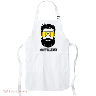 Softball Dad With Beard And Cool Sunglasses Cute Gift Apron