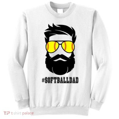 Softball Dad With Beard And Cool Sunglasses Cute Gift Sweatshirt